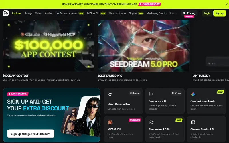 Web oficial de Higgsfield (captura)